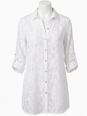 Lilly Pulitzer Natalie Shirtdress Swim Cover-Up in Resort White XS